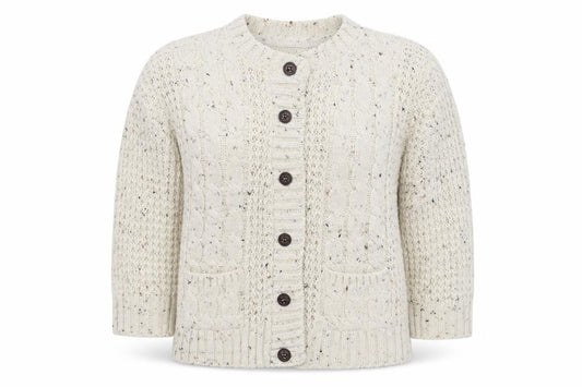 Atmosphere Women’s Ivory UK 14 Cable Knit Button Cardigan Pockets