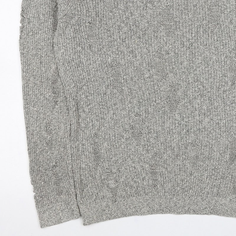 Topman Men’s Grey Cable Knit Crew Neck Pullover Jumper Size L