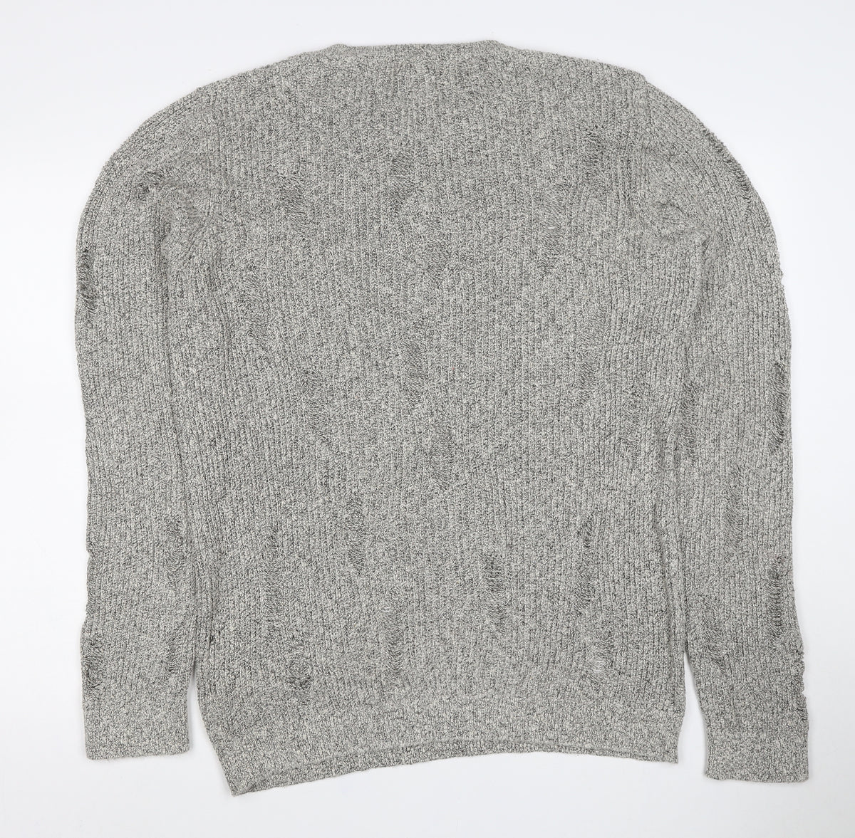 Topman Men’s Grey Cable Knit Crew Neck Pullover Jumper Size L