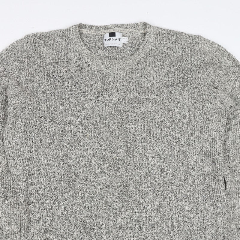 Topman Men’s Grey Cable Knit Crew Neck Pullover Jumper Size L