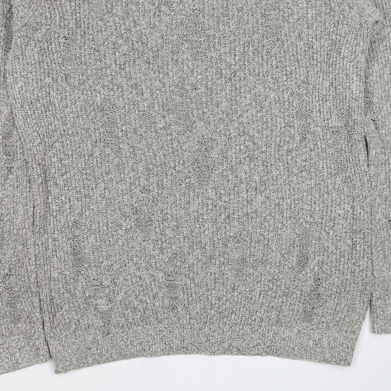 Topman Men’s Grey Cable Knit Crew Neck Pullover Jumper Size L