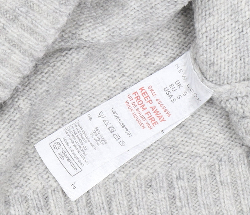 New Look Women’s Grey S Crew Neck Knit Pullover Jumper