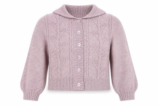 Monki Women Pink S Cable Knit Roll Neck Button Cardigan