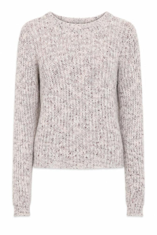 Bershka Women Ivory Pink Fleck S Open Knit Round Neck Jumper