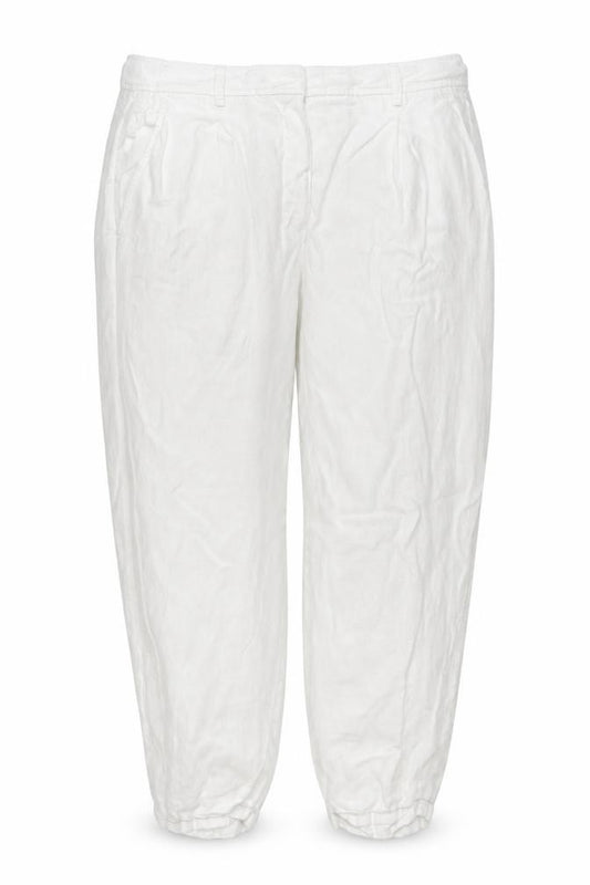 M&S Women White UK 20 Long Linen Cargo Jogger Trousers Elastic Waist