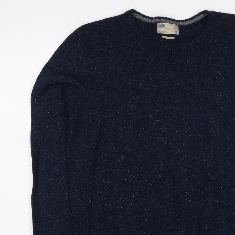WITS Mens Blue M Slim Crew Neck Fleck Knit Pullover Jumper