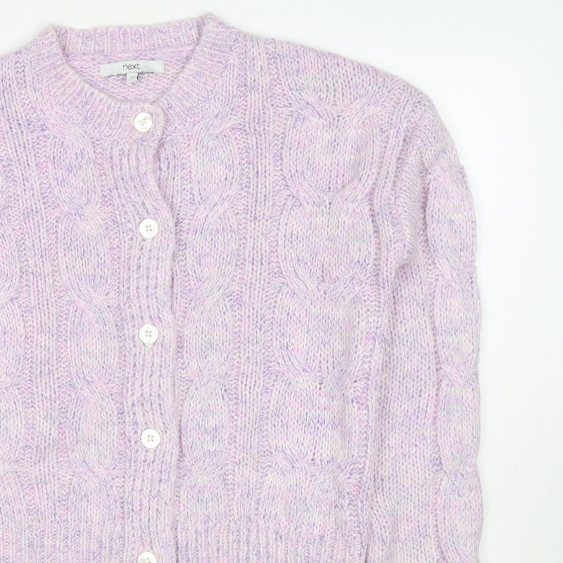 Next Women’s Purple XS Cable Knit Wool Alpaca Button Cardigan