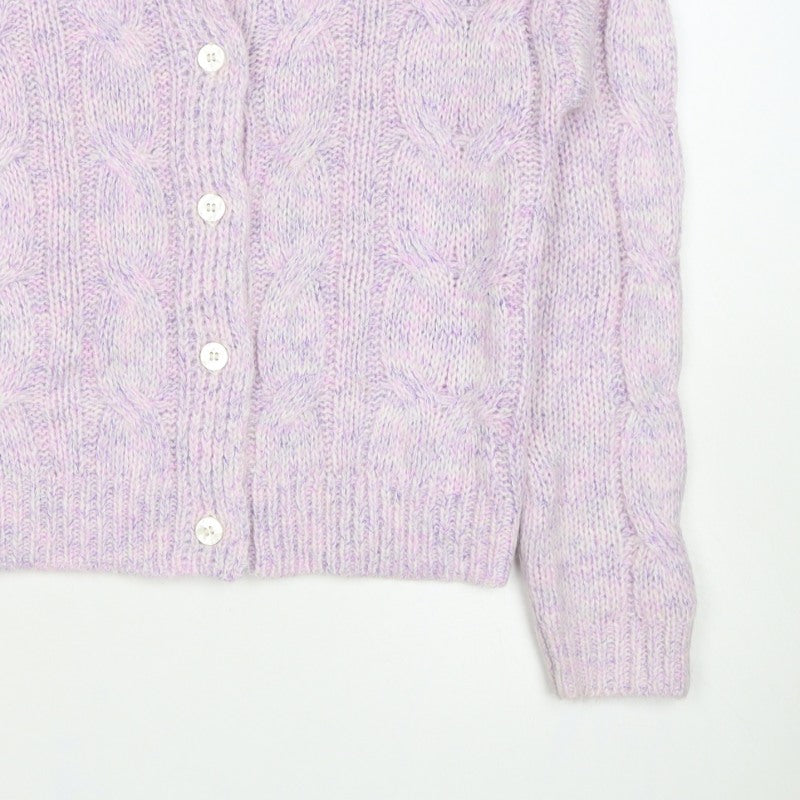Next Women’s Purple XS Cable Knit Wool Alpaca Button Cardigan