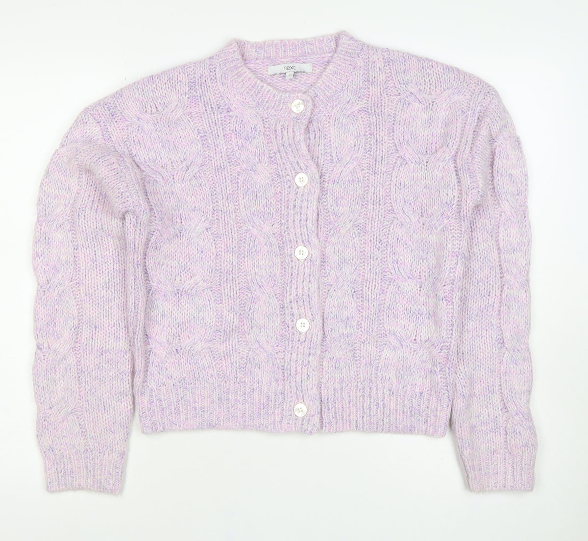 Next Women’s Purple XS Cable Knit Wool Alpaca Button Cardigan