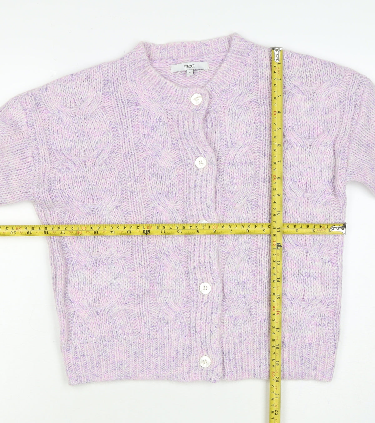 Next Women’s Purple XS Cable Knit Wool Alpaca Button Cardigan