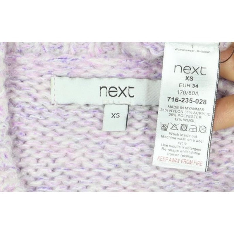 Next Women’s Purple XS Cable Knit Wool Alpaca Button Cardigan