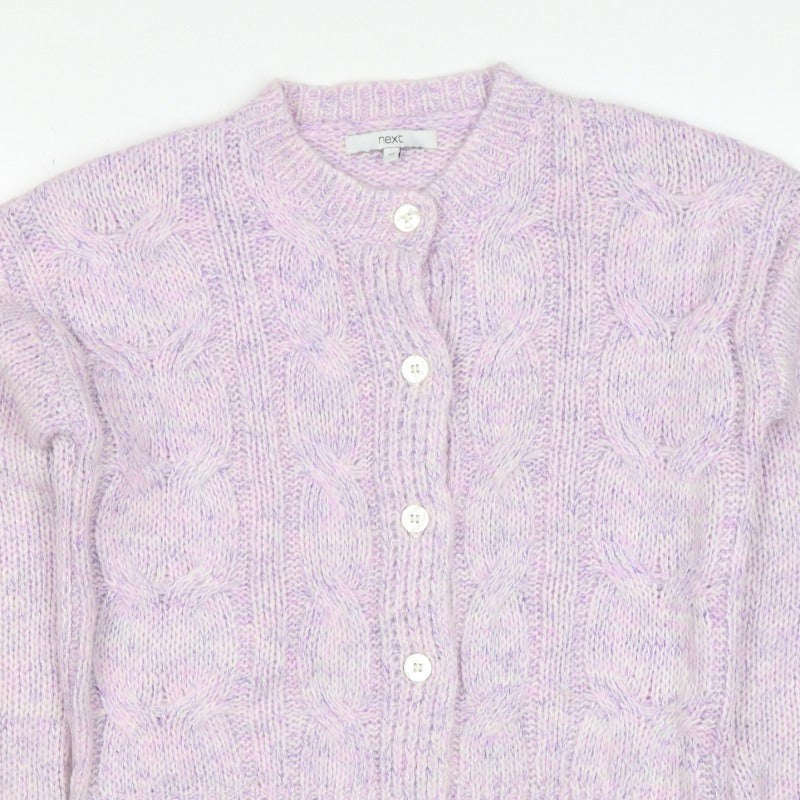 Next Women’s Purple XS Cable Knit Wool Alpaca Button Cardigan