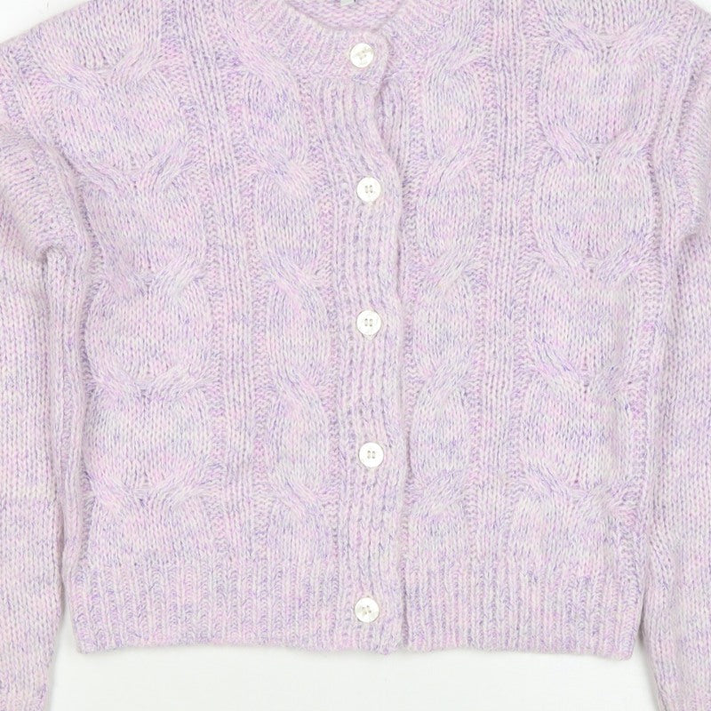 Next Women’s Purple XS Cable Knit Wool Alpaca Button Cardigan