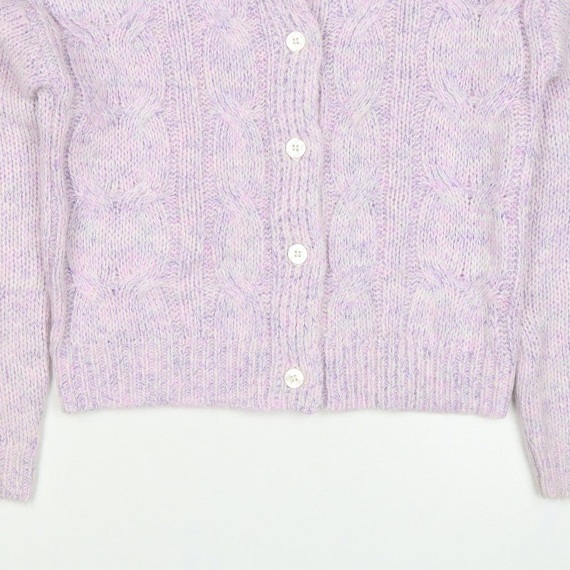 Next Women’s Purple XS Cable Knit Wool Alpaca Button Cardigan