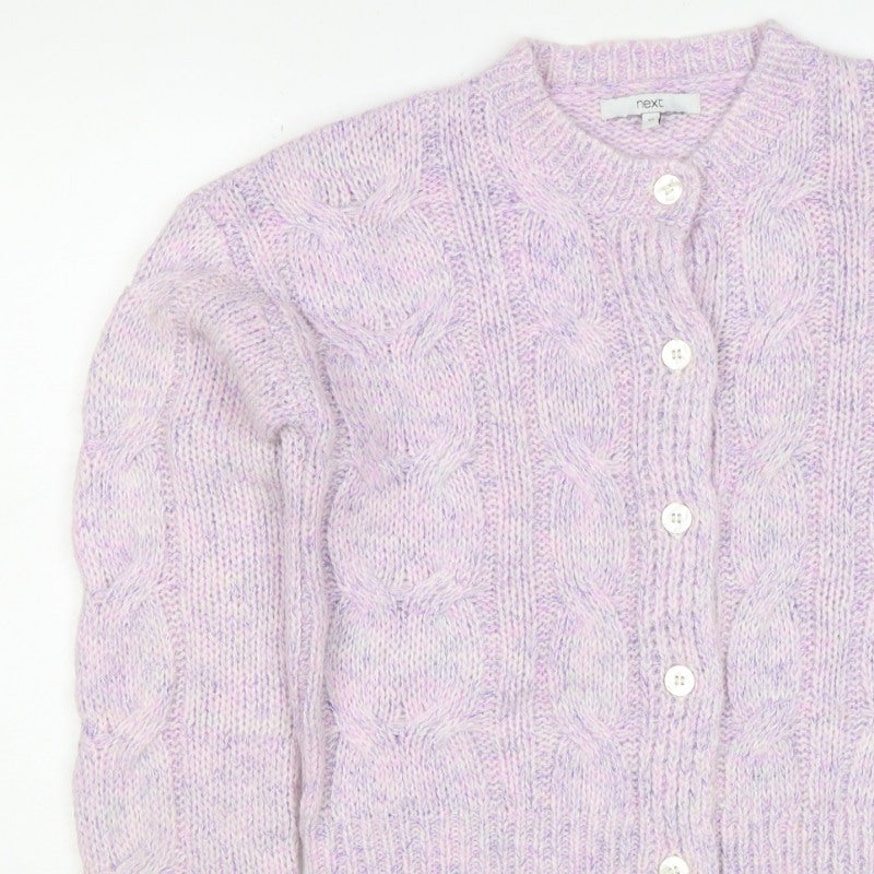 Next Women’s Purple XS Cable Knit Wool Alpaca Button Cardigan