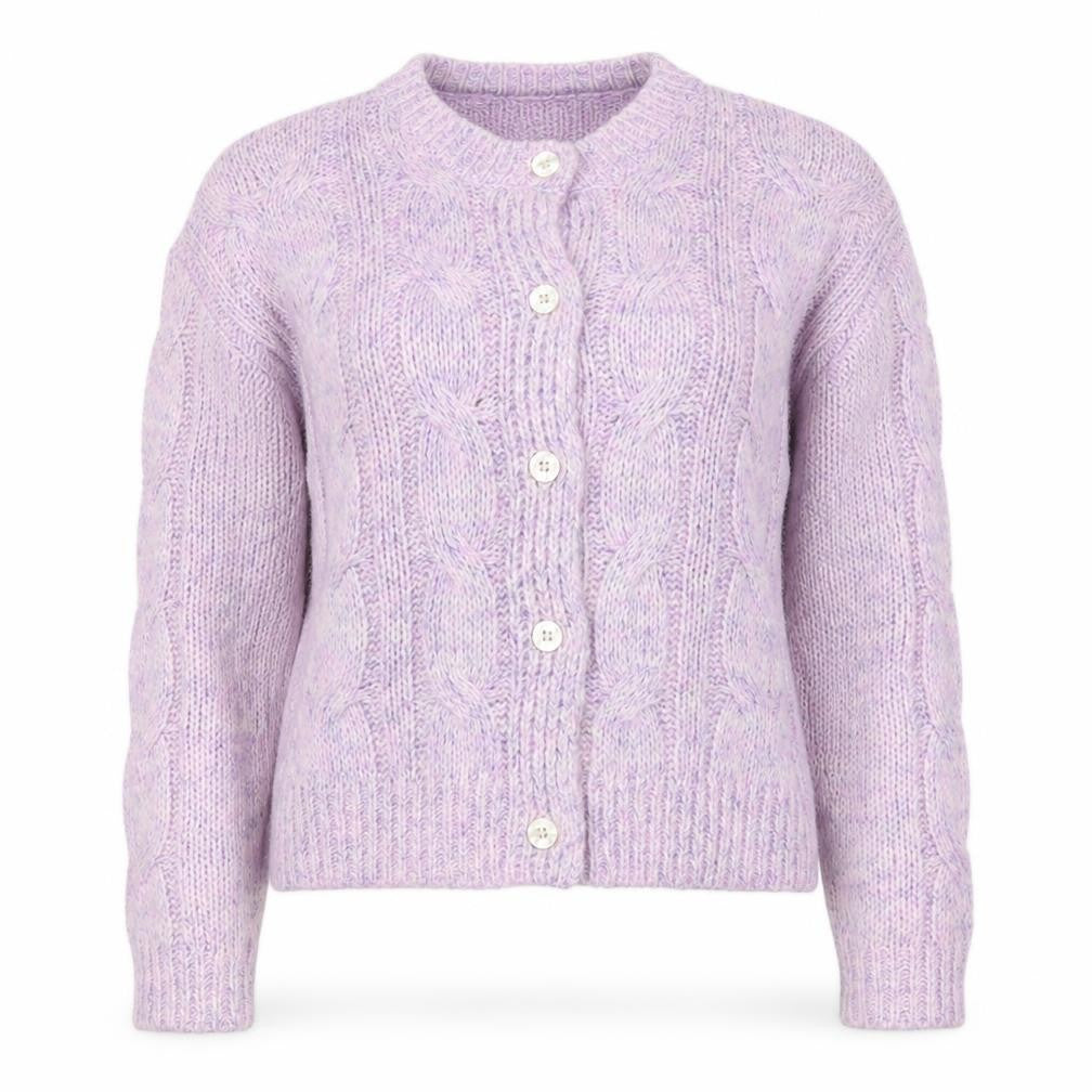 Next Women’s Purple XS Cable Knit Wool Alpaca Button Cardigan