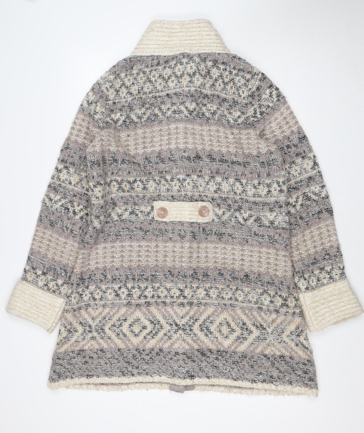 Per Una Women’s Grey XL Aztec Chunky Knit Button Cardigan