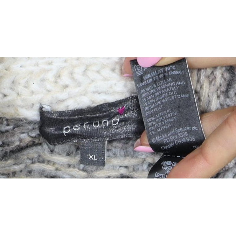 Per Una Women’s Grey XL Aztec Chunky Knit Button Cardigan