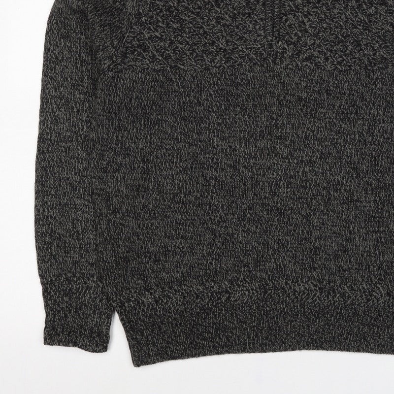 Threadbare Men’s Grey L 1/4 Zip Cable Knit Pullover Jumper