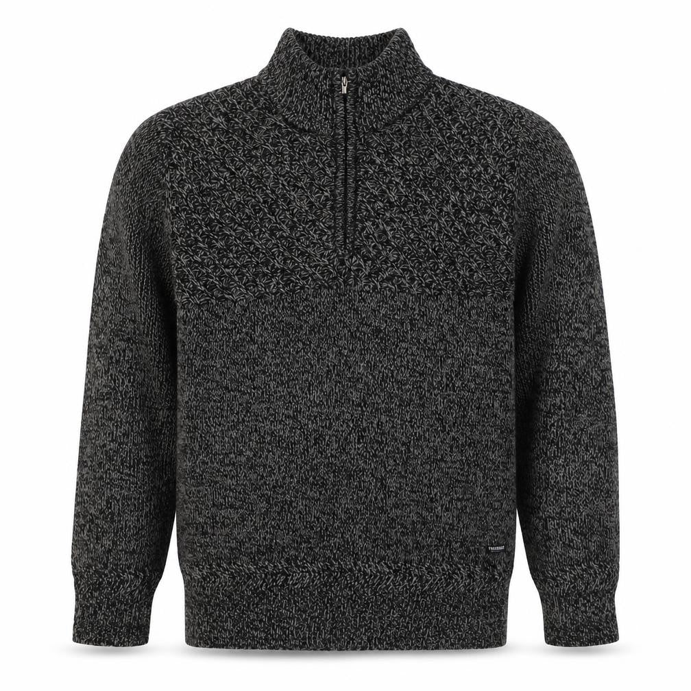 Threadbare Men’s Grey L 1/4 Zip Cable Knit Pullover Jumper