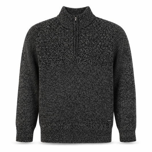 Threadbare Men’s Grey L 1/4 Zip Cable Knit Pullover Jumper