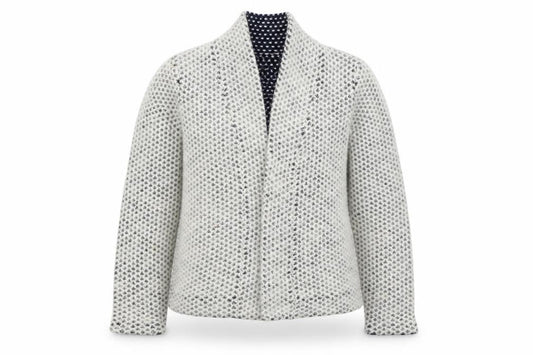 Reiss Women Ivory Navy Mohair Blend Open Knit Cardigan M