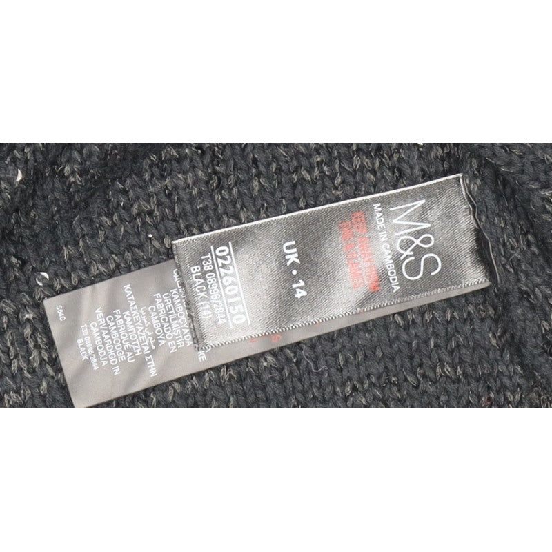 Marks & Spencer Women Black UK 14 Sequin Open Knit Cardigan