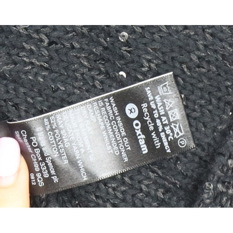 Marks & Spencer Women Black UK 14 Sequin Open Knit Cardigan