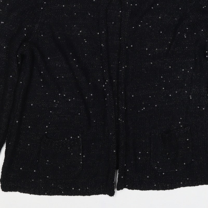 Marks & Spencer Women Black UK 14 Sequin Open Knit Cardigan