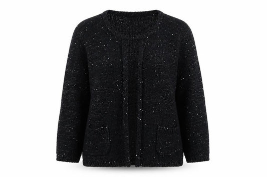 Marks & Spencer Women Black UK 14 Sequin Open Knit Cardigan