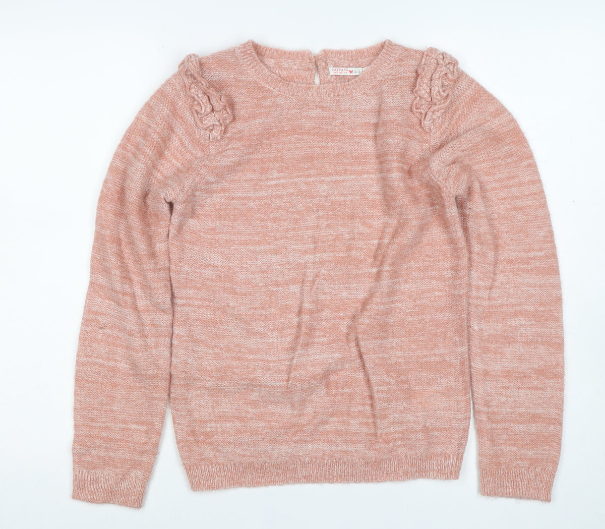 FatFace Girls Pink 12-13 Years Ruffle Knit Pullover Jumper