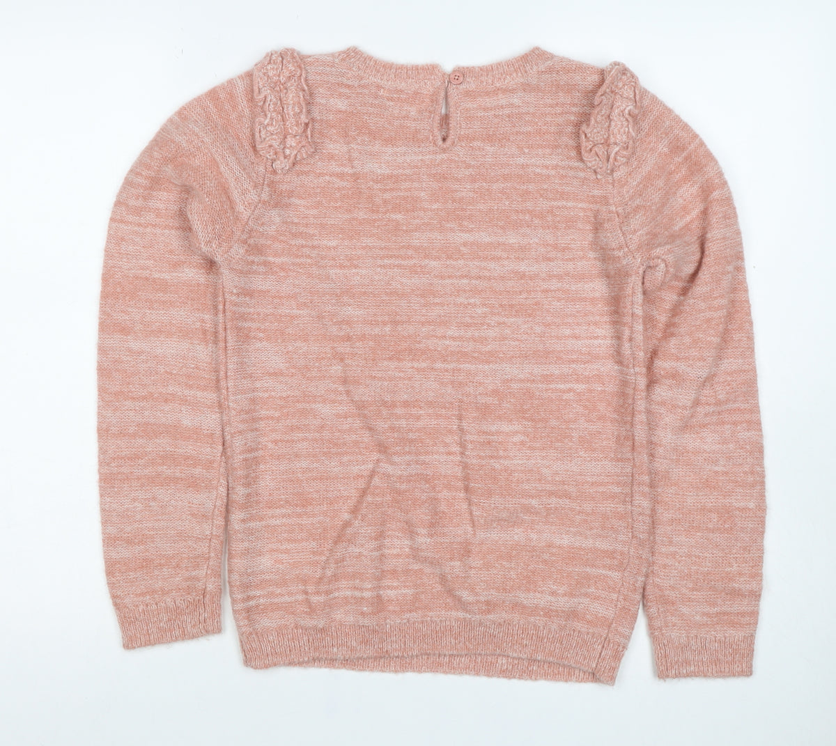 FatFace Girls Pink 12-13 Years Ruffle Knit Pullover Jumper