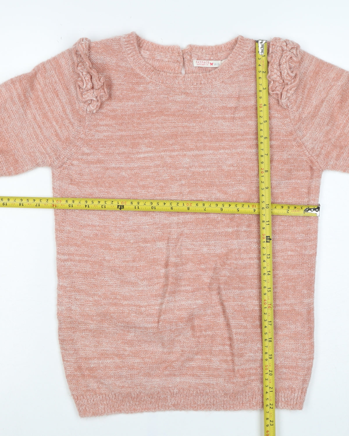 FatFace Girls Pink 12-13 Years Ruffle Knit Pullover Jumper