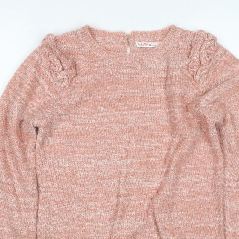 FatFace Girls Pink 12-13 Years Ruffle Knit Pullover Jumper