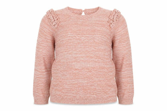 FatFace Girls Pink 12-13 Years Ruffle Knit Pullover Jumper