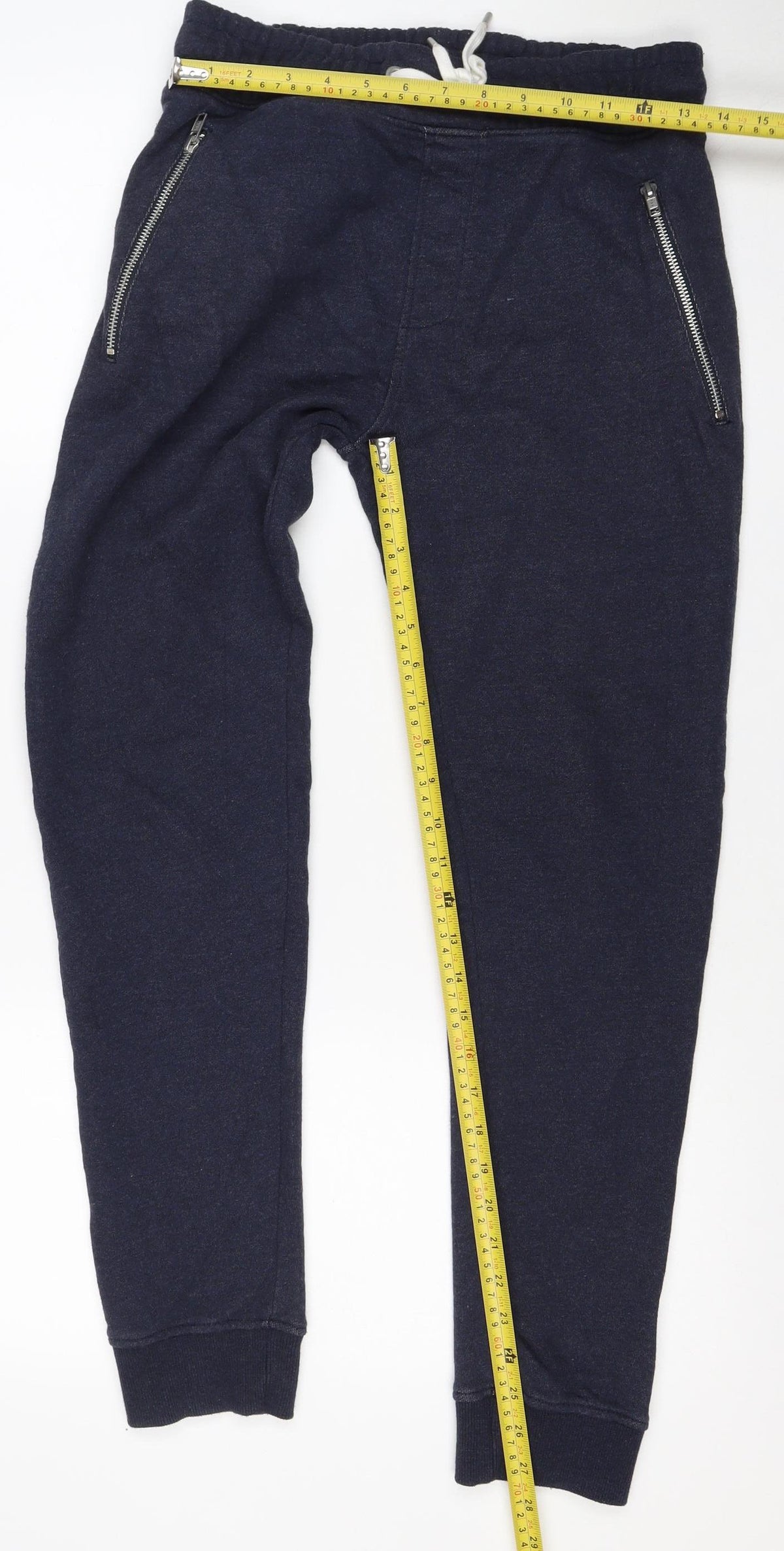 Next Men’s Navy Blue Small Regular Jogger Sweatpants Zip Pockets
