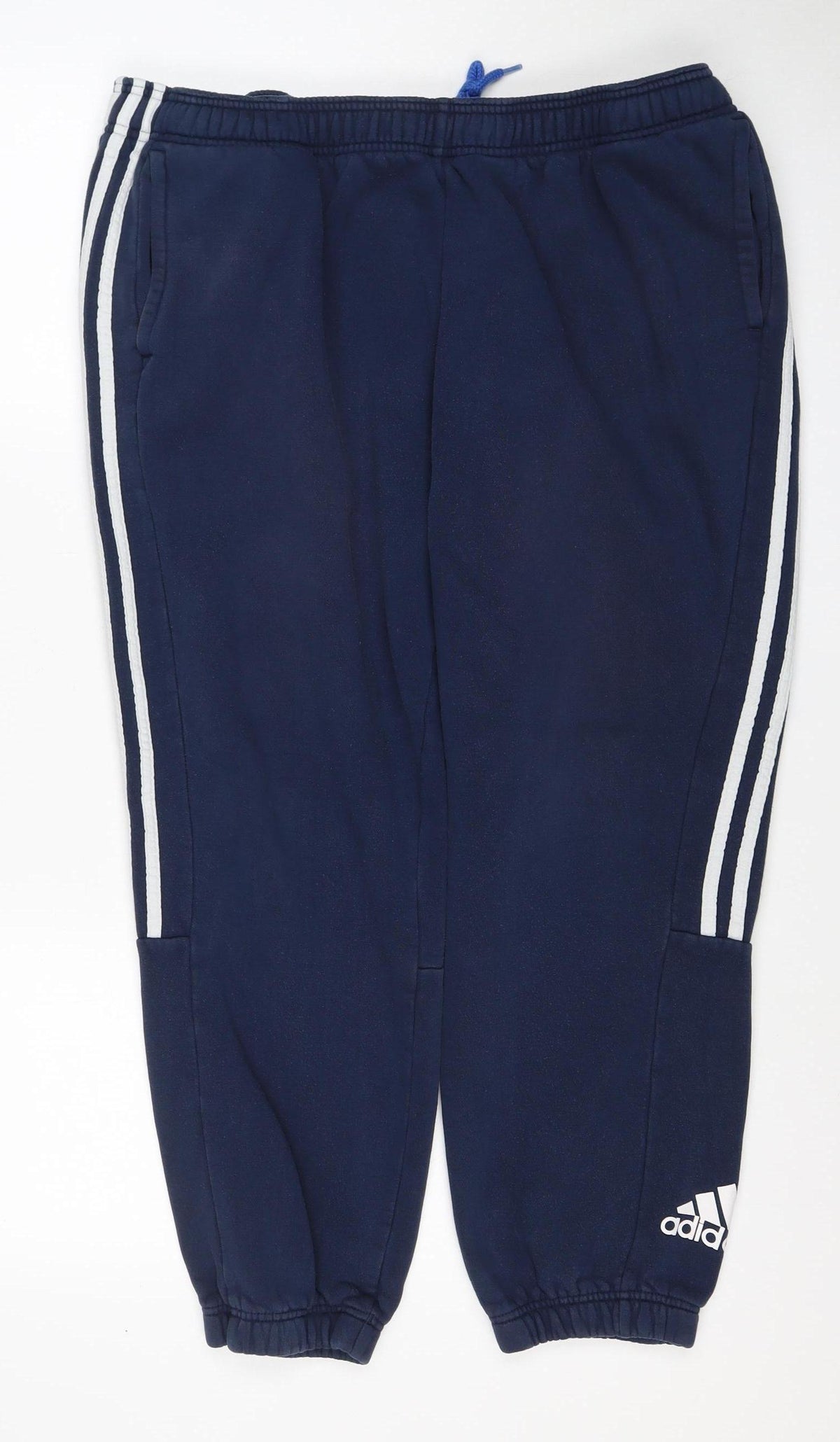 adidas Men Blue 2XL Three Stripe Drawstring Track Pants Joggers