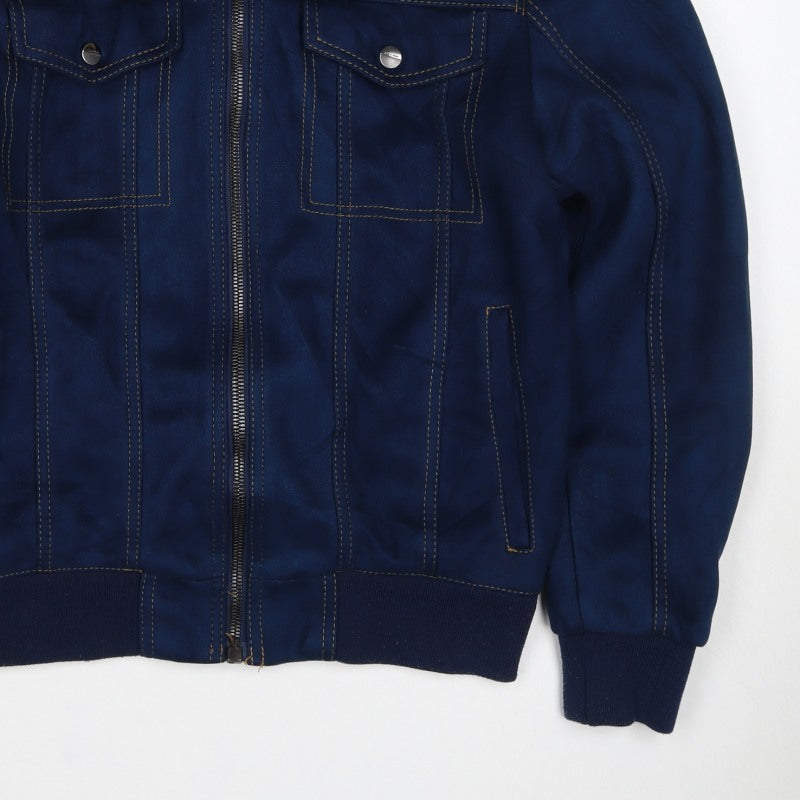 Zara Man Unisex Blue S Bomber Jacket Full Zip Collared Pockets