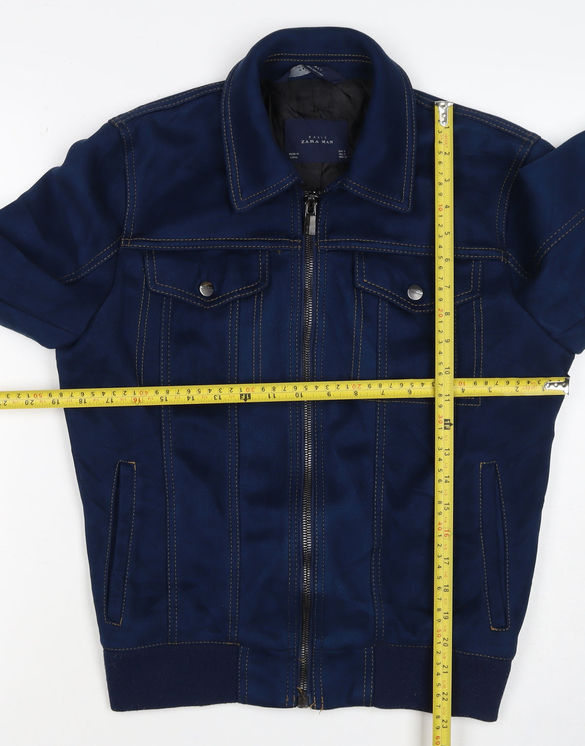 Zara Man Unisex Blue S Bomber Jacket Full Zip Collared Pockets