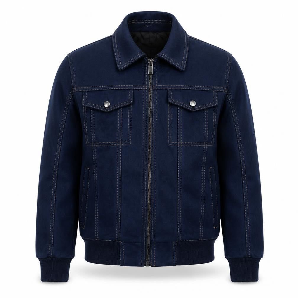 Zara Man Unisex Blue S Bomber Jacket Full Zip Collared Pockets