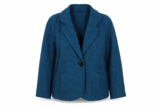 Marks and Spencer Women Blue UK 18 Wool Blend Shawl Lapel Blazer
