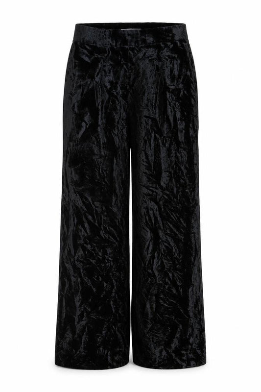 & Other Stories Women Black UK 8 Velvet Wide-Leg Trousers