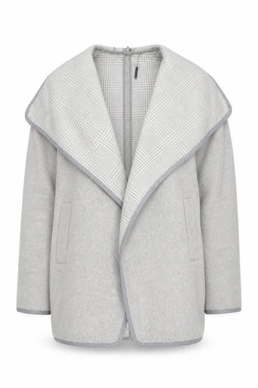 RJR John Rocha Women’s Grey Check Biker Jacket UK 14 Lined Zip