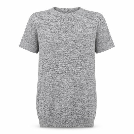 Topshop Women Grey Marl Knit Tunic T-Shirt UK 10 Short Sleeve