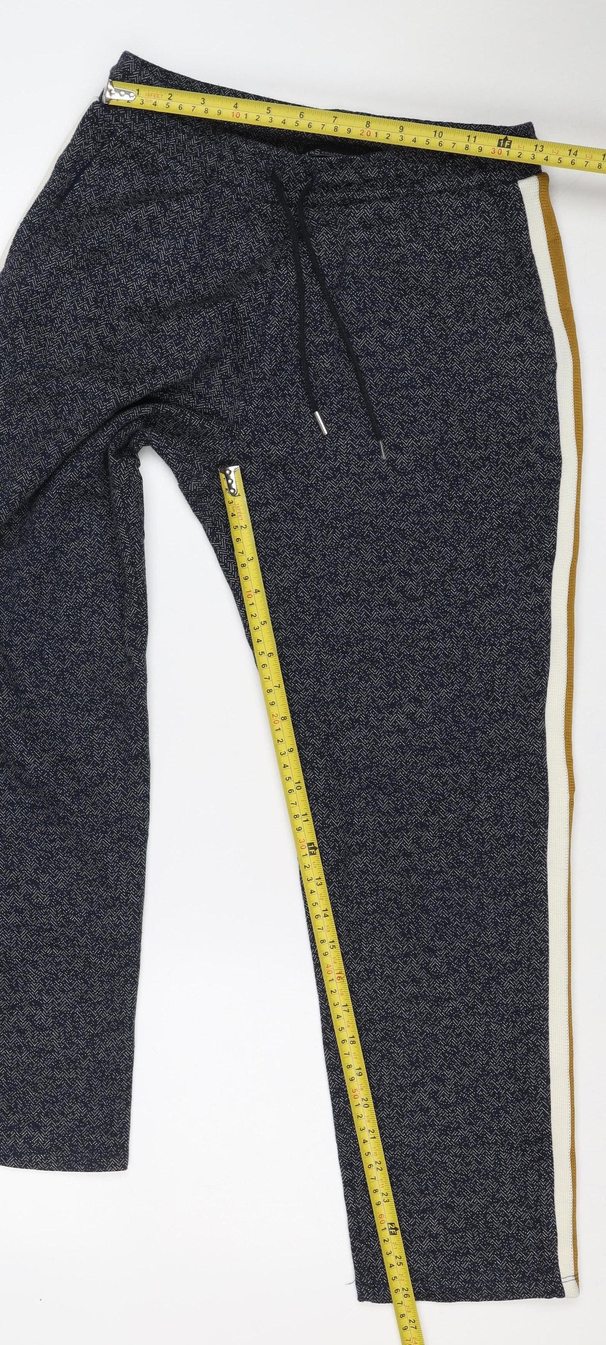 Marks and Spencer Women Blue UK 12 Herringbone Side Stripe Track Pants