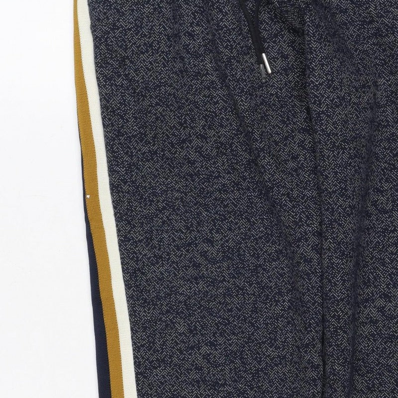Marks and Spencer Women Blue UK 12 Herringbone Side Stripe Track Pants