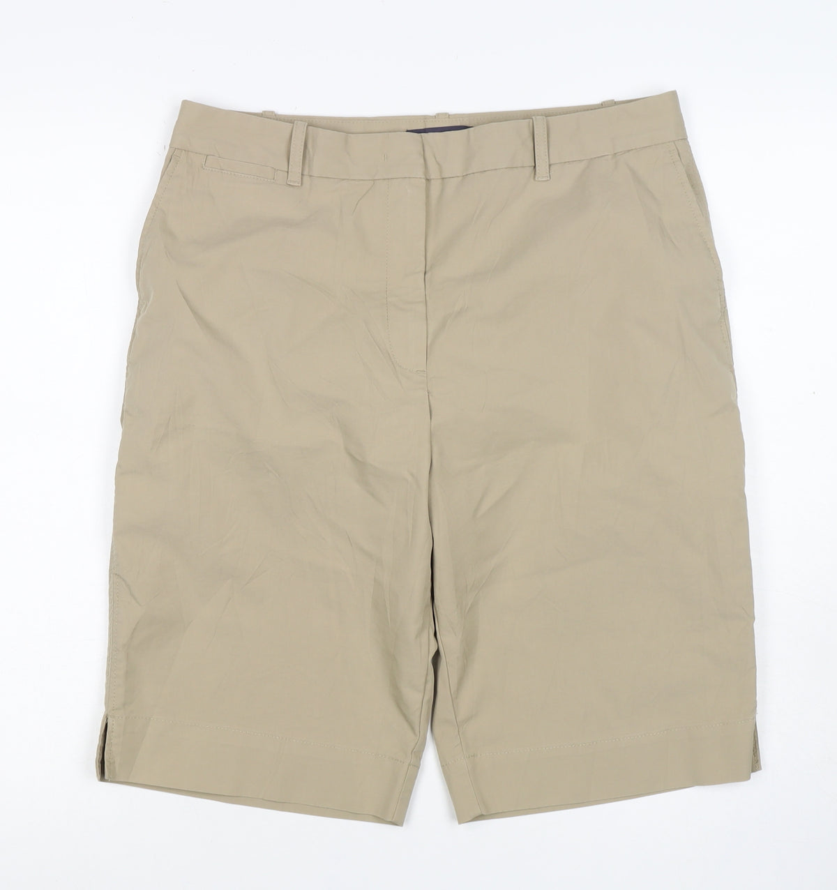 Marks and Spencer Women Beige Size 14 Bermuda Shorts Lightweight