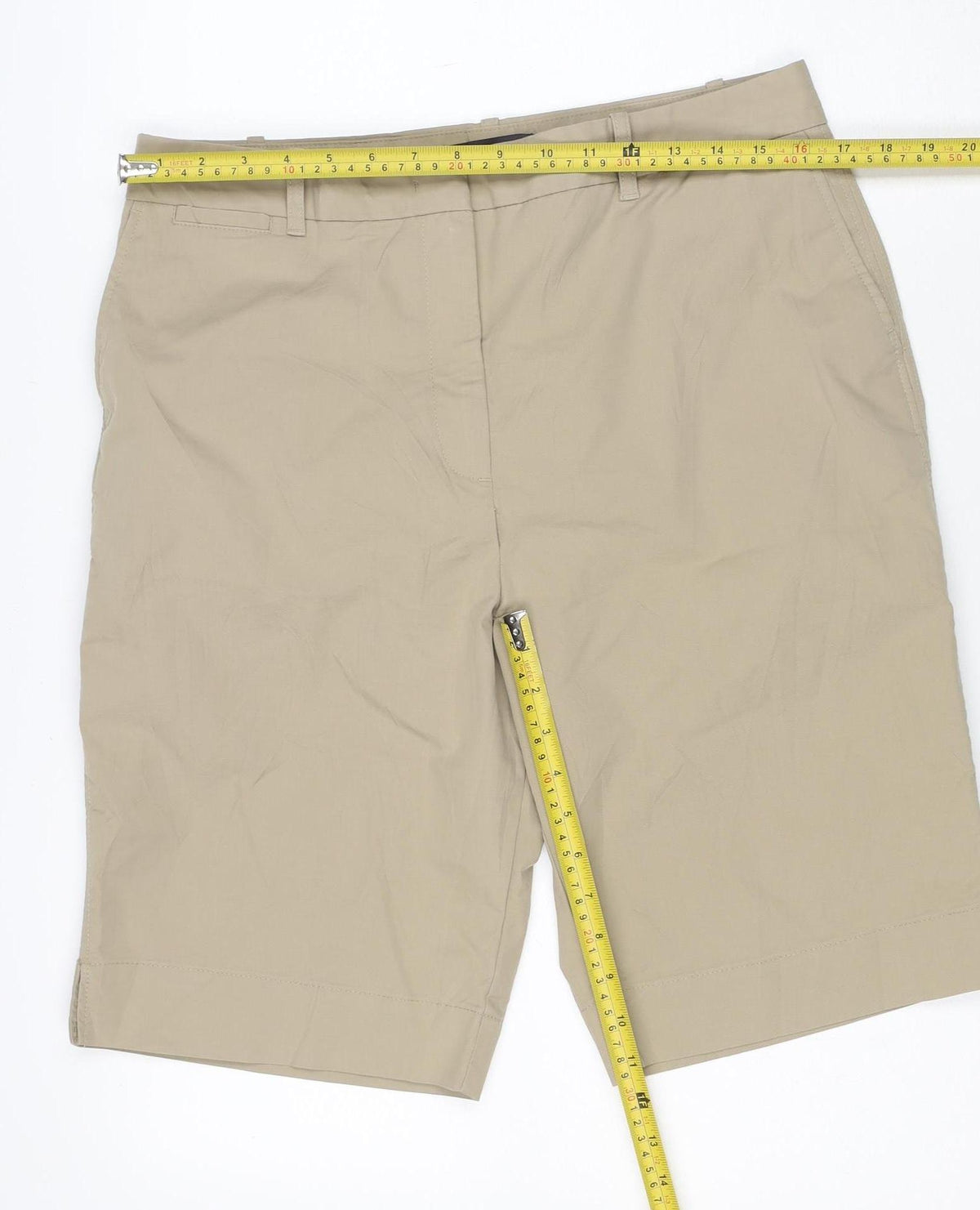 Marks and Spencer Women Beige Size 14 Bermuda Shorts Lightweight