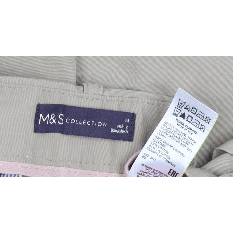 Marks and Spencer Women Beige Size 14 Bermuda Shorts Lightweight