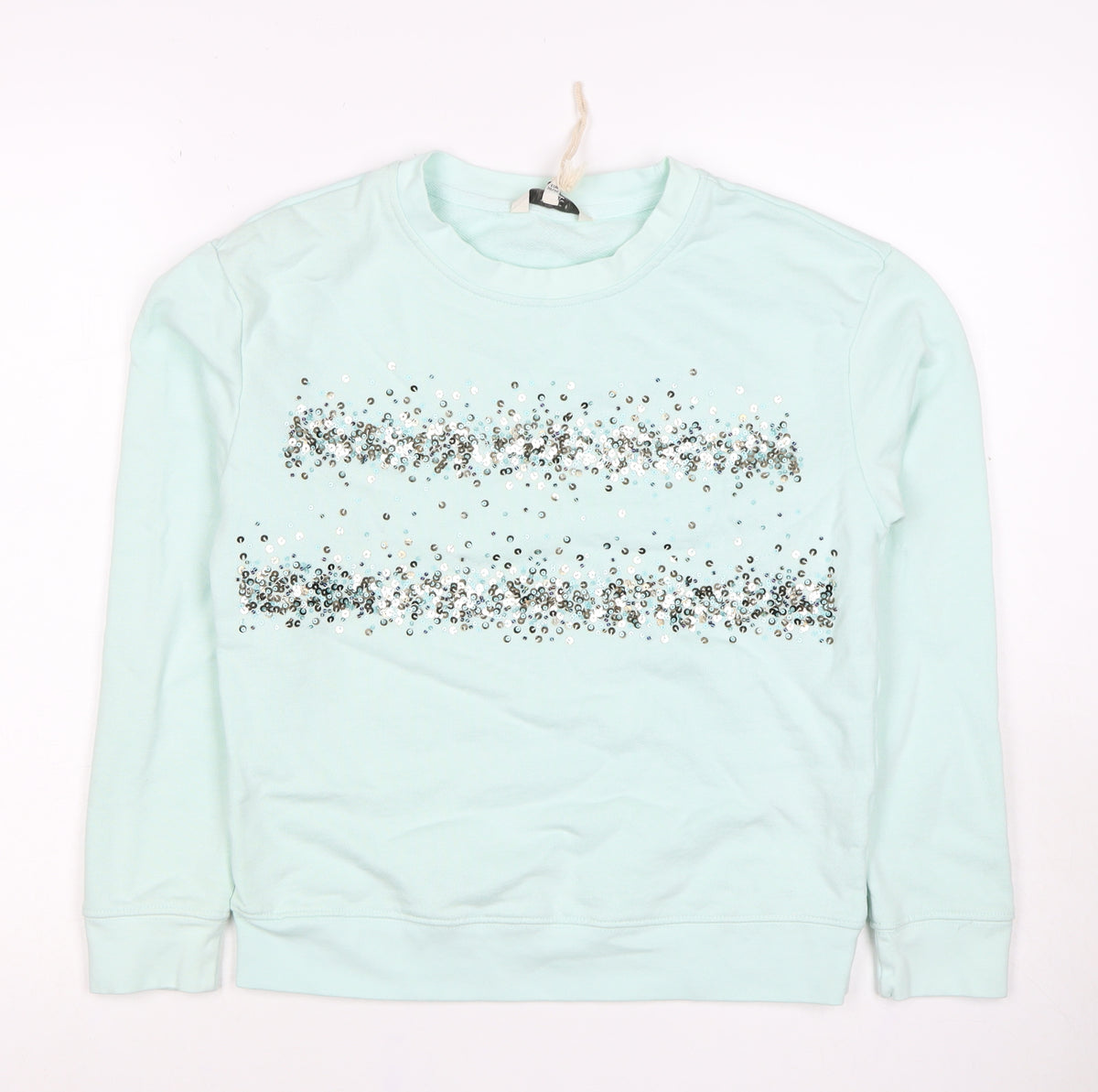 Next Women’s Mint Green Sequin Stripe Crew Neck Sweatshirt Size S